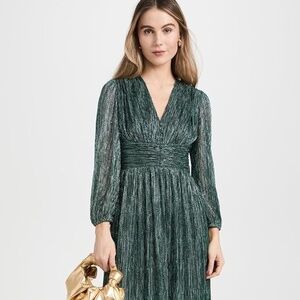 Shoshanna Clara green metallic dress EUC